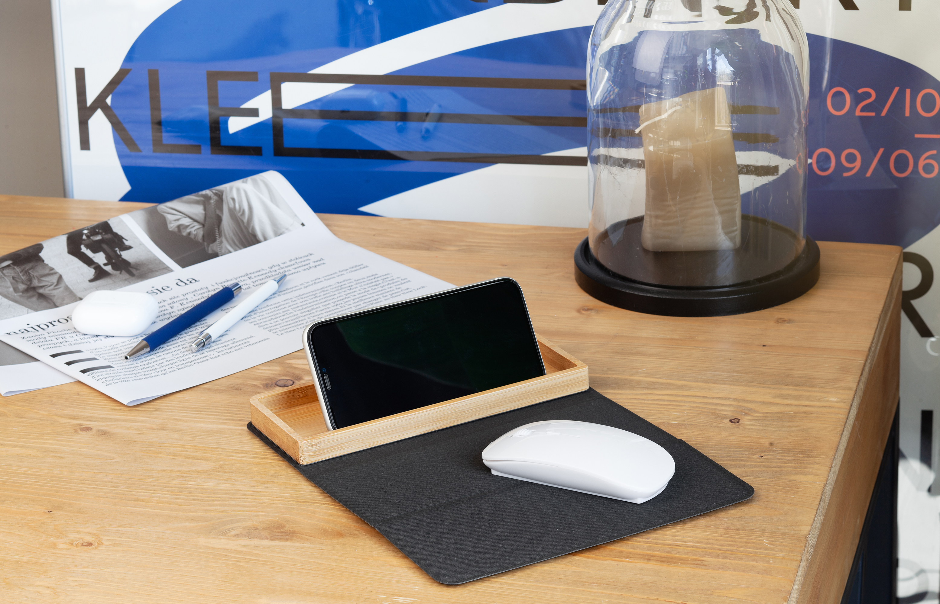 Коврик-трансформер с органайзером на магнитах с беспроводным (15W) ЗУ с подсветкой логотипа-1