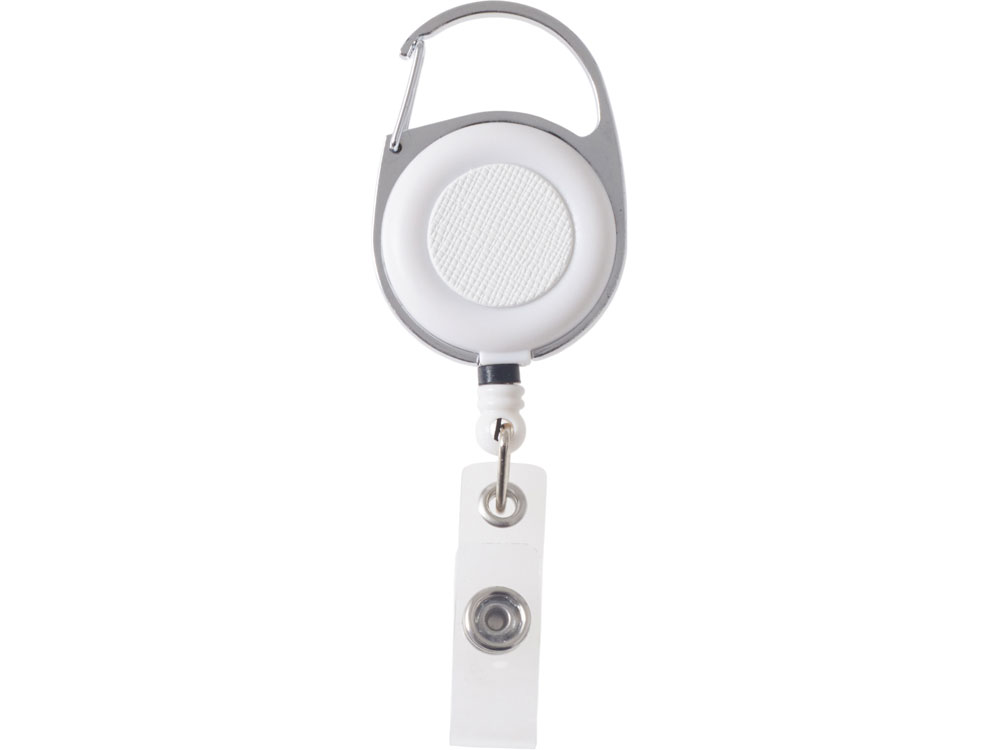 Бейдж с рулеткой-карабин Favor, белый-3