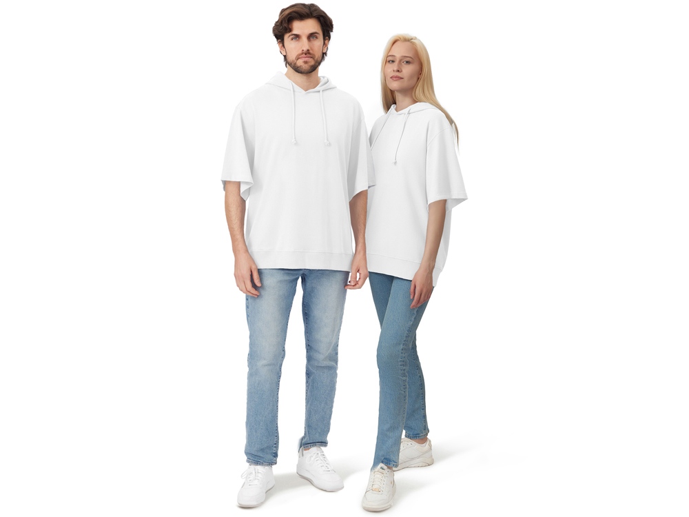 Худи оверсайз с коротким рукавом Warsaw унисекс, белый-5