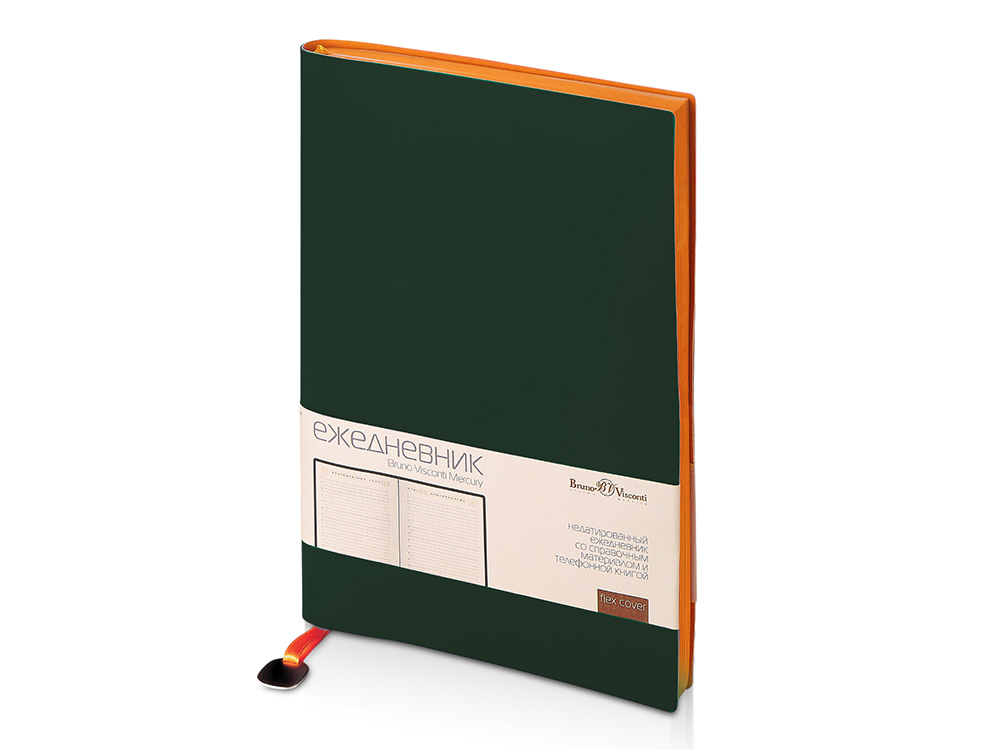 Ежедневник А5 недатированный Mercury, темно-зеленый-0