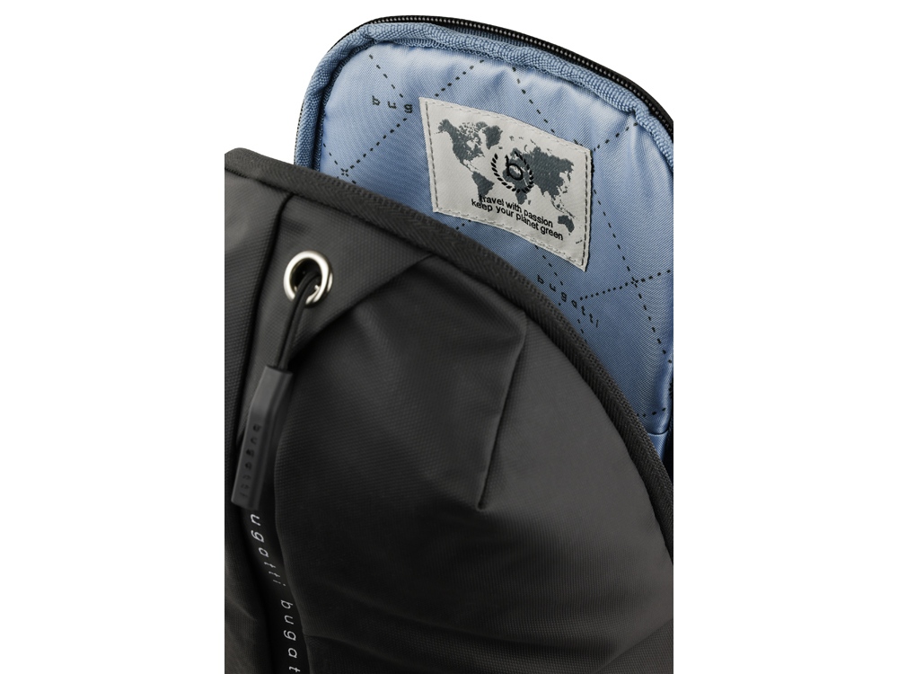 Рюкзак с одним плечевым ремнем BUGATTI БЛАНК ОБЛЕГЧЕННАЯ | BLANC DELIGHT, чёрный, нейлон RPET600D/тарпаулин/полиэстер, 18х10х31 см, 5 л-4