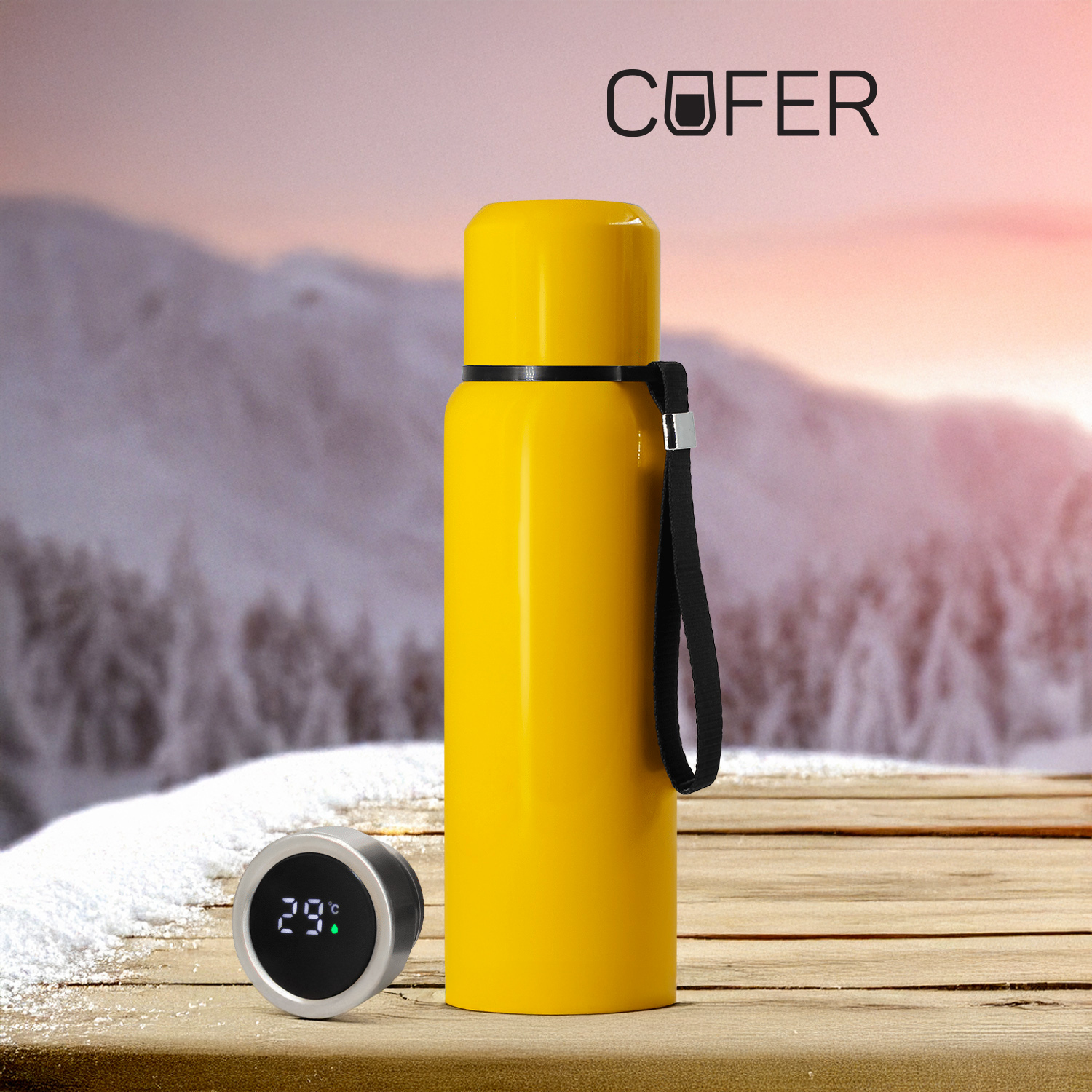 Термос S-travel New с датчиком температуры 600 мл. (желтый)-0