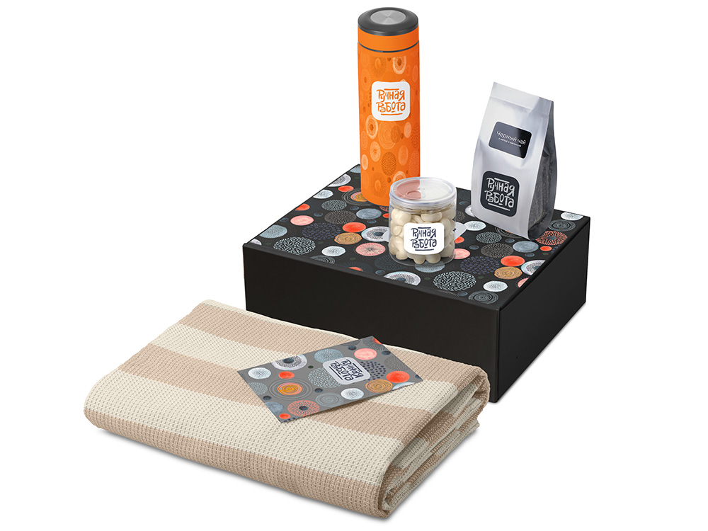 Подарочный набор Re:y. Warm с пледом, термосом и чаем-0