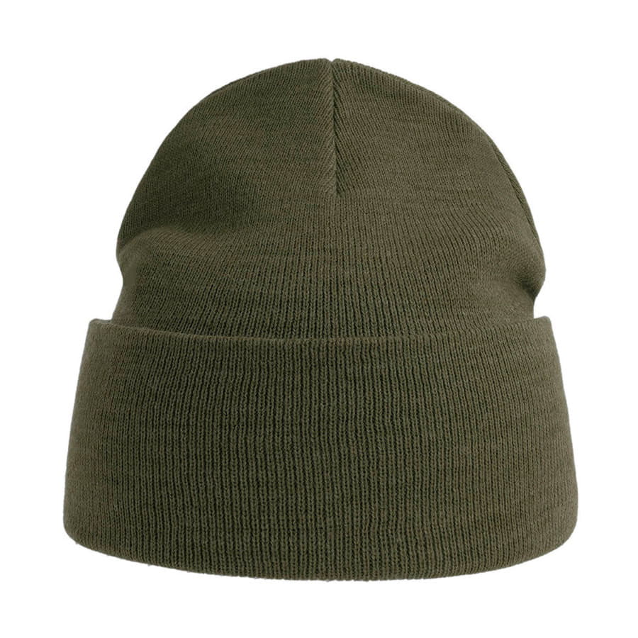 Шапка вязаная PURE  с отворотом из пряжи Polylana, оливковый-6
