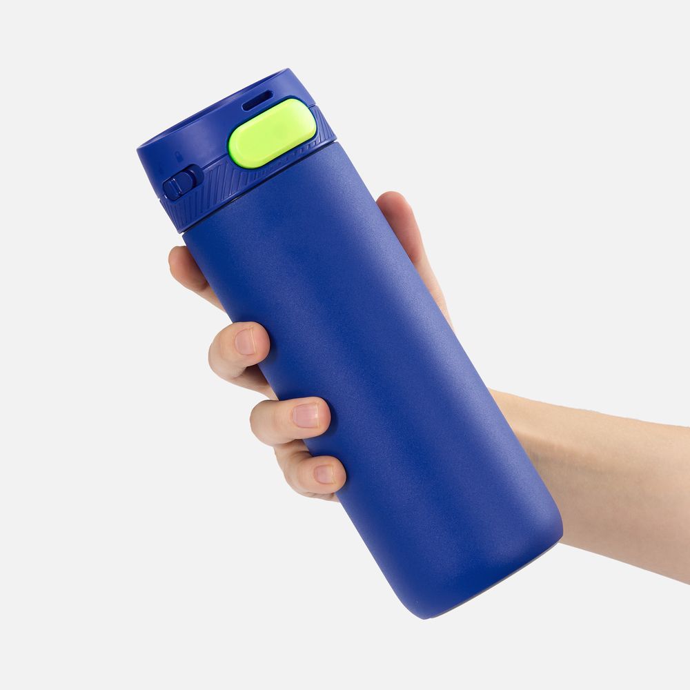 Термостакан X1 с цветной кнопкой, синий с желтым-4