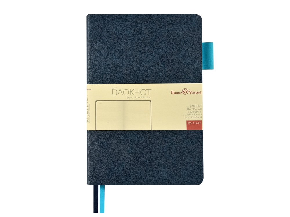 Блокнот А5 Boston, темно-синий с голубым срезом-2