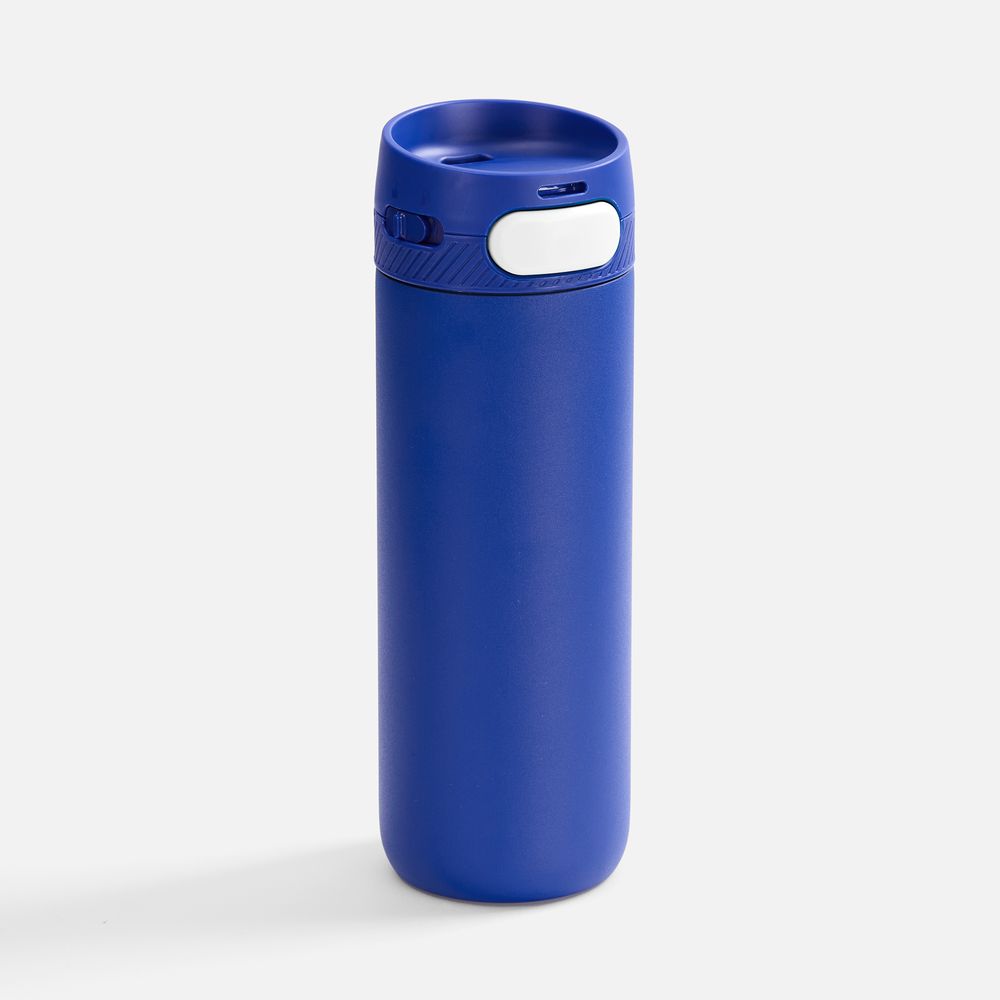 Термостакан X1 с цветной кнопкой, синий с белым-1