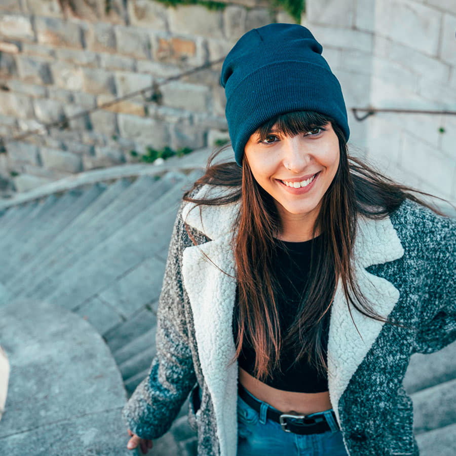 Шапка вязаная PURE  с отворотом из пряжи Polylana, оливковый-3