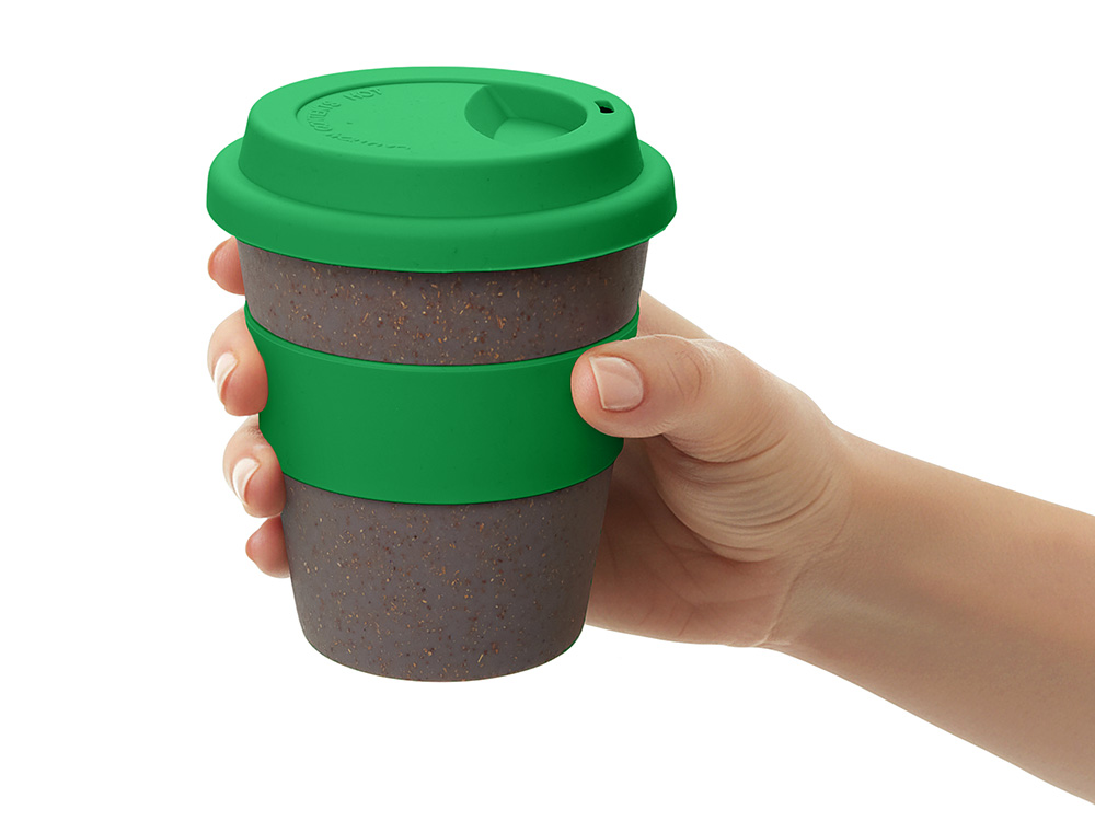 Стакан с силиконовой крышкой Cafe, зеленый-5