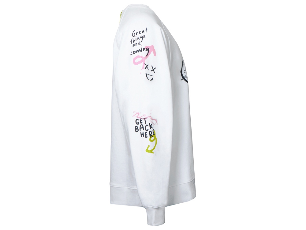 Свитшот оверсайз с рукавом реглан Belgrade, унисекс, белый, ДТФ текстиль-2