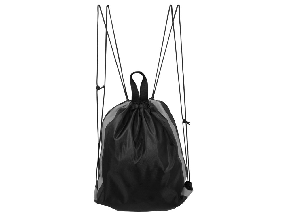 Рюкзак-мешок Savy со светоотражающими полосами по бокам, черный-1