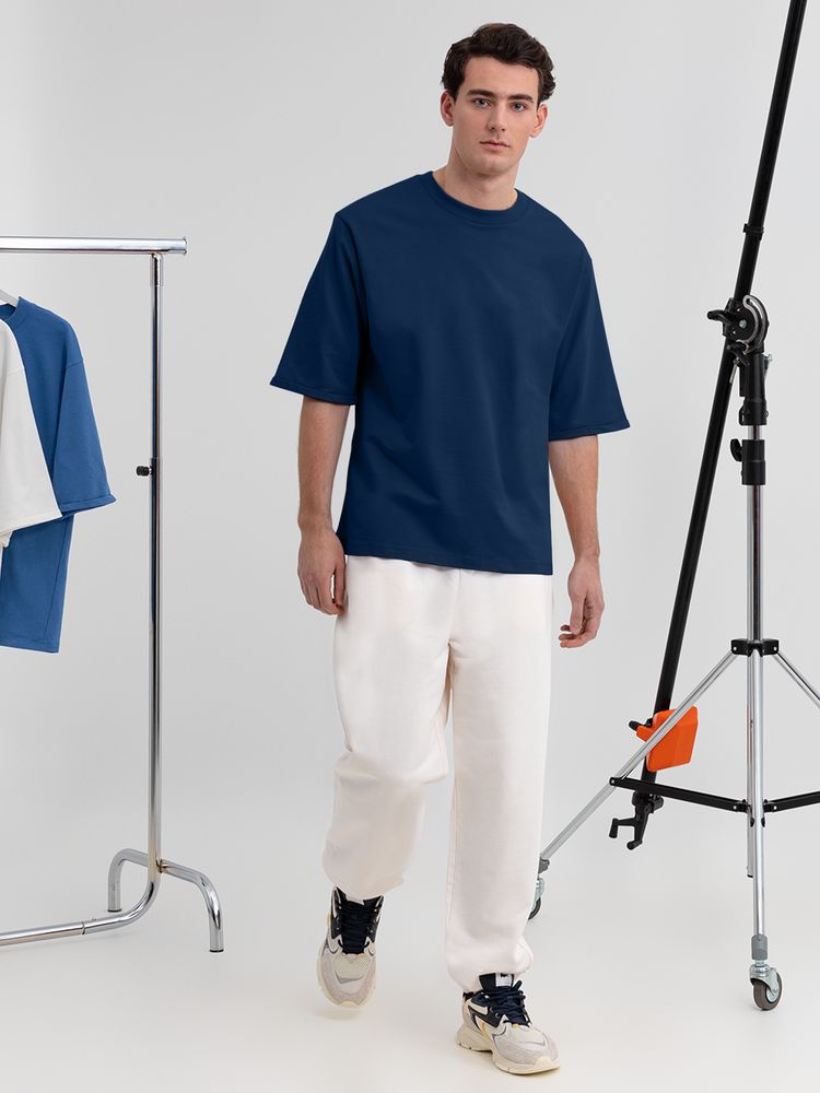 Футболка оверсайз унисекс Kosmos 2.0, темно-синяя-3