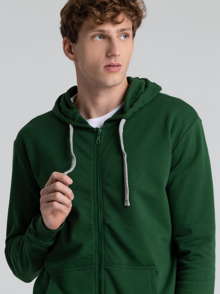 Толстовка с капюшоном на молнии Unit Siverga Heavy, темно-зеленая-4