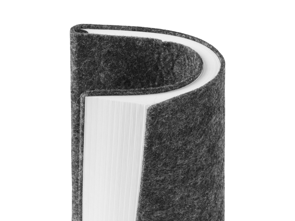 Блокнот из RPET-фетра А5 Felt, гибкая обложка, 80 листов 70 гр/м2 белой бумаги, темно-серый-4