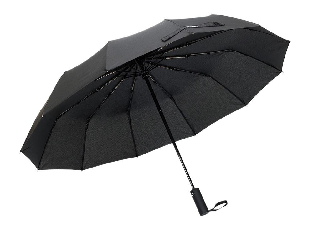 Зонт складной мужской TORBER, автомат, 3 сложения, черный, каркас сталь/файбергласс, эпонж, пластиковая ручка, диаметр 103 см-2