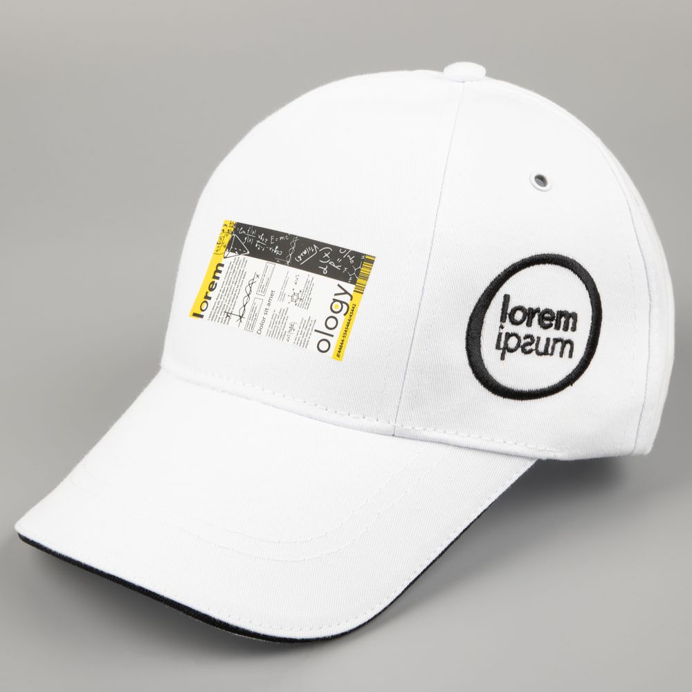 Бейсболка Canopy, белая с темно-синим кантом-7