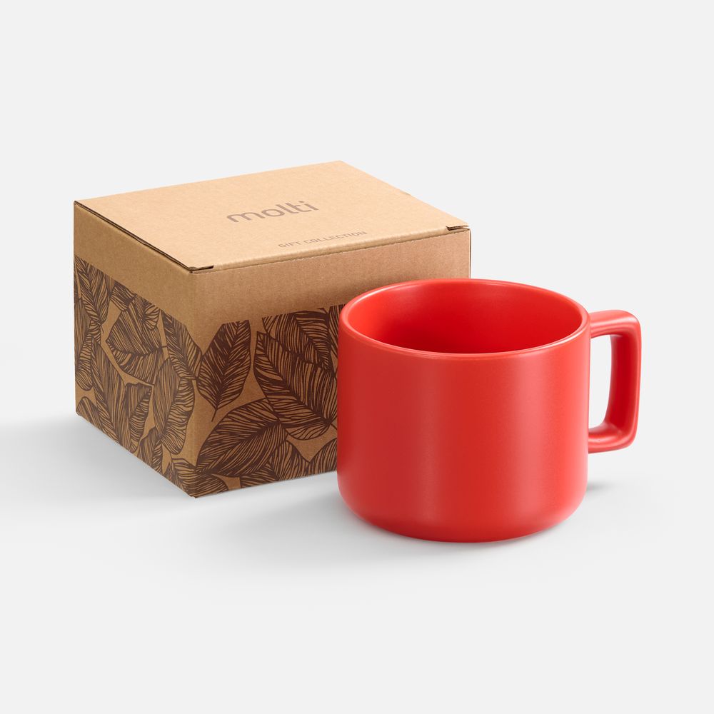 Чашка Jumbo в коробке матовая, красная-0