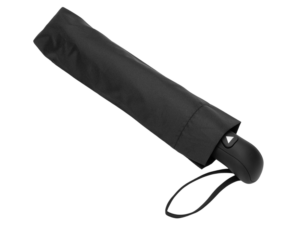 Зонт-полуавтомат Roof с куполом из переработанного пластика, черный-3