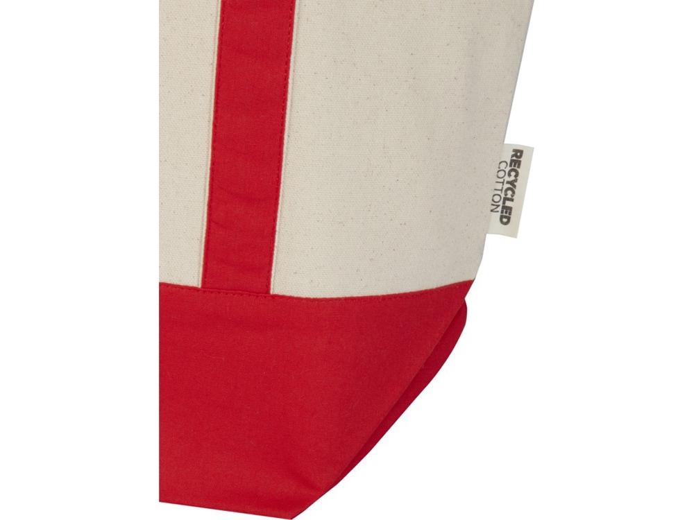 Sam эко- сумка из переработанного хлопка, сертифицированного согласно GRS, плотностью 320 г/м² - Красный / Натуральный-4