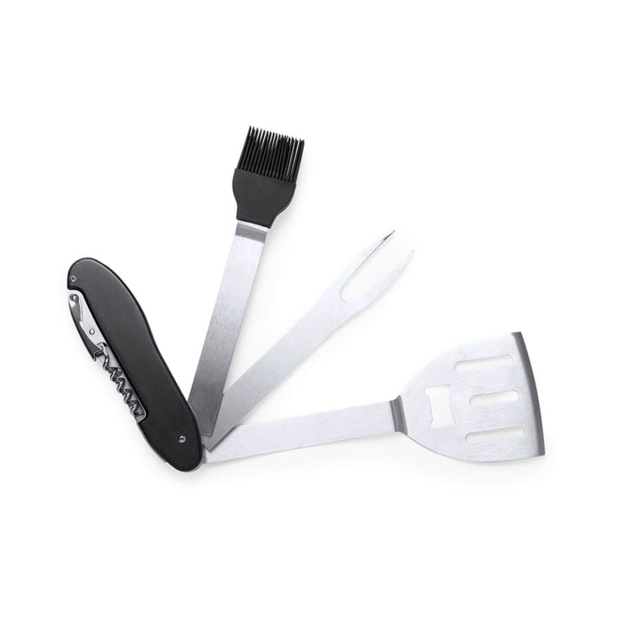 Мультиинструмент для барбекю, пластик, сталь, силикон, 8,8 x 27 x 2,2 cm, черный, черный-4