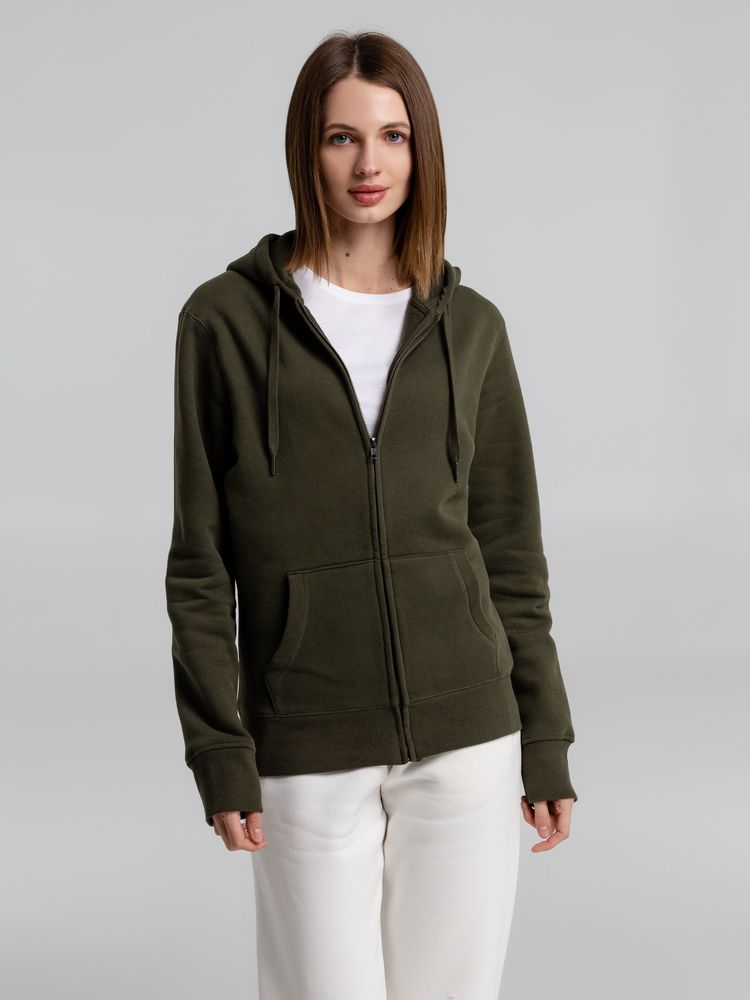 Толстовка на молнии с капюшоном унисекс King, хаки-4