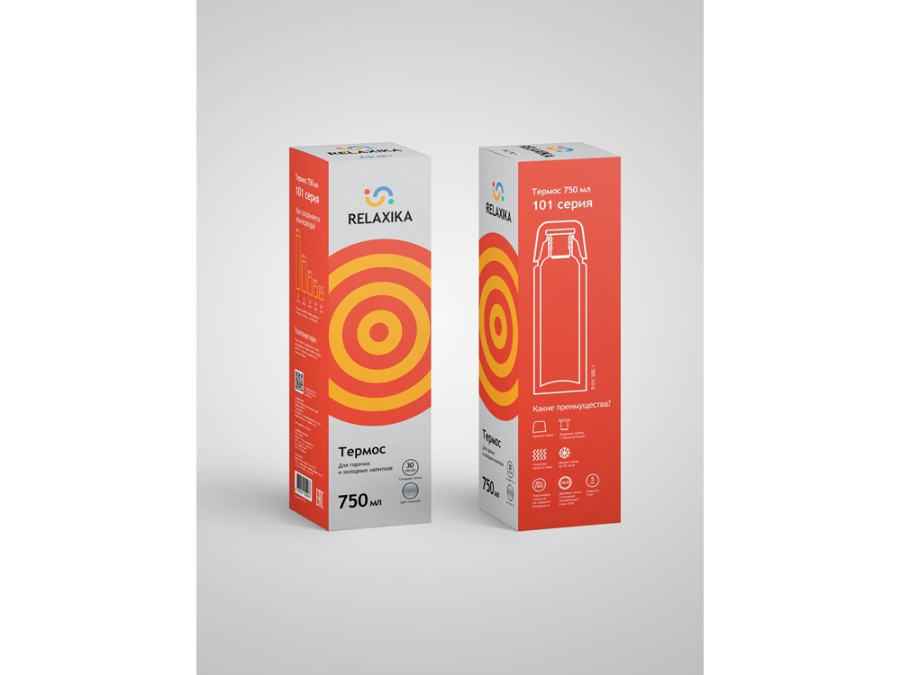 Термос Relaxika 101, 750 мл, стальной-10