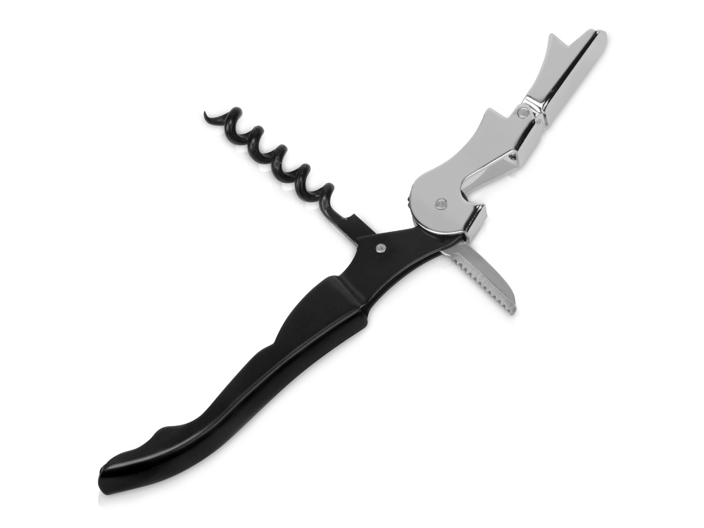 Штопор-открывалка Wine c пластиковой ручкой, серебристый-1