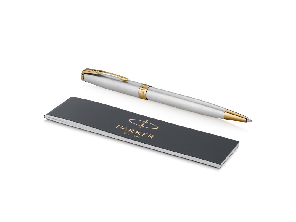 Ручка шариковая Parker Sonnet Core Stainless Steel GT, серебристый/золотистый-2