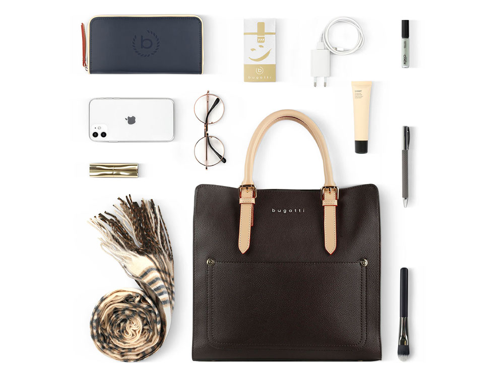 Сумка-портфель женская BUGATTI ЭЛЛА | ELLA, тёмно-коричневая, полиуретан, 30х11,5х28 см-5