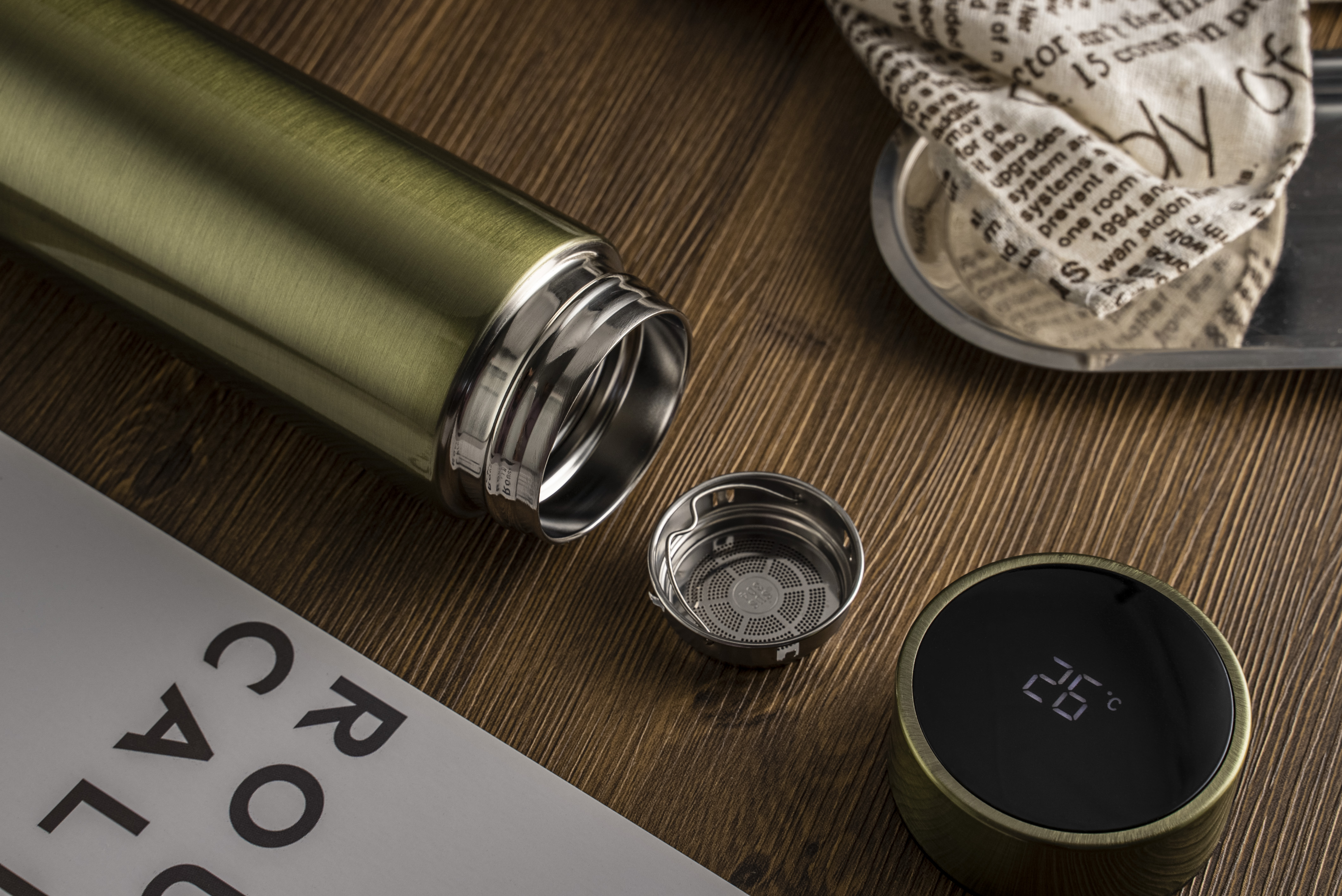 Термос Reactor металлик с датчиком температуры (хаки)-4