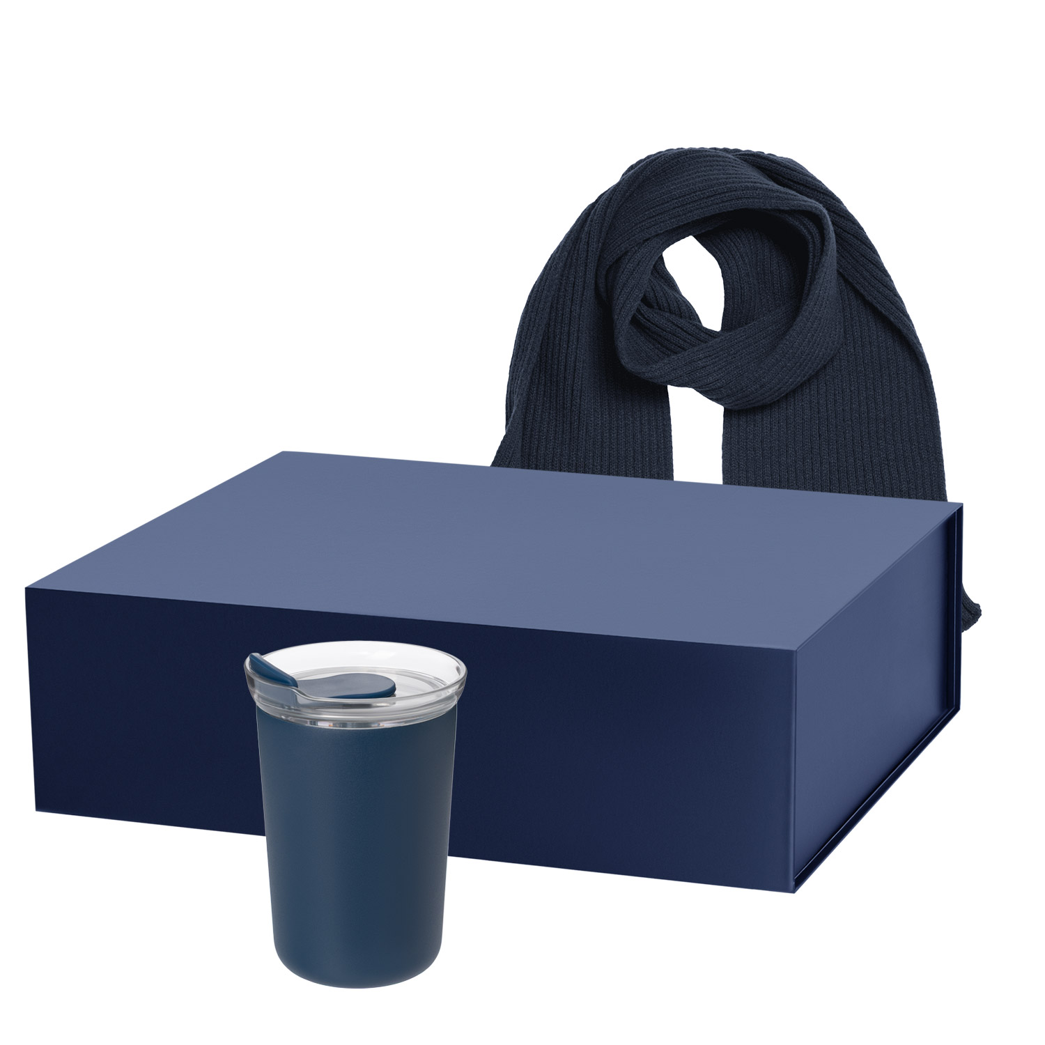 Подарочный набор Страда (Strada), Форгес (Forges), синий (термокружка, шарф)-0