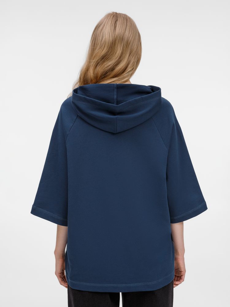 Футболка оверсайз унисекс с капюшоном Neofit, темно-синяя-9