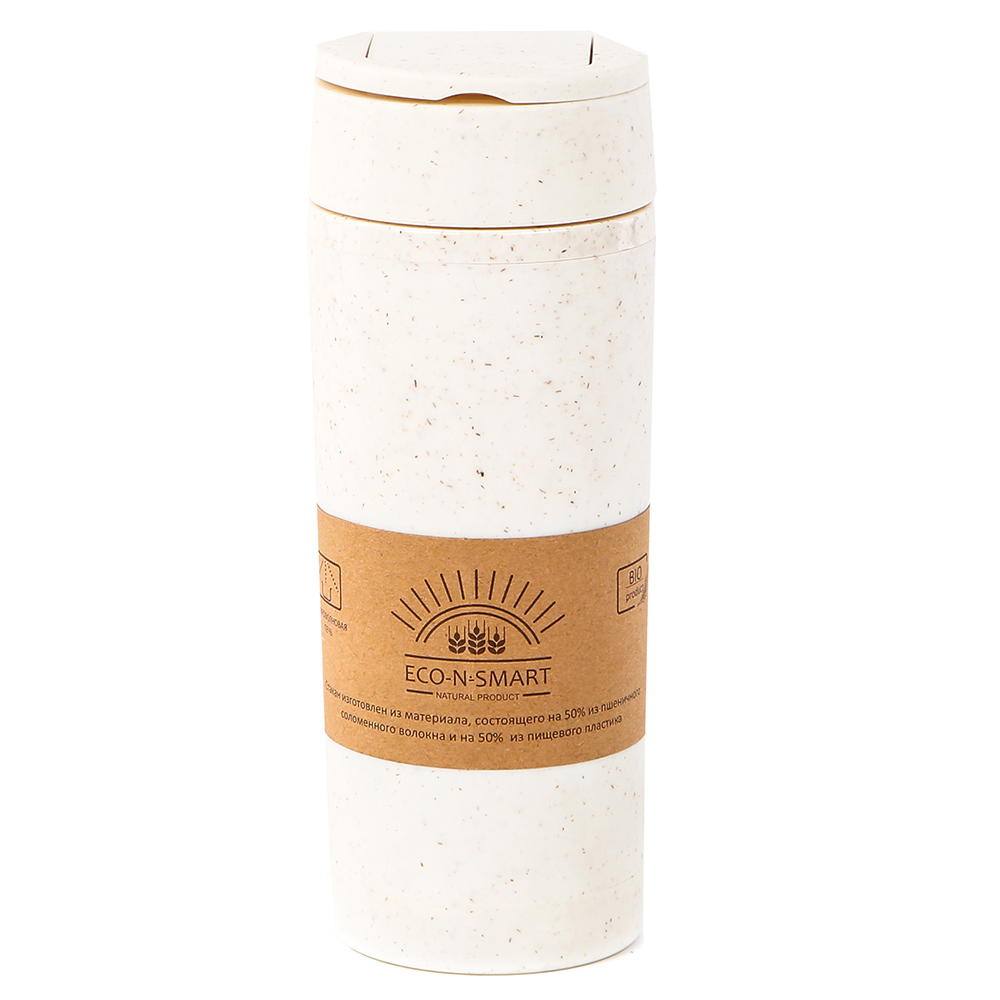 Термостакан с двойной стенкой Smile из пшеничного волокна, Бежевый-0