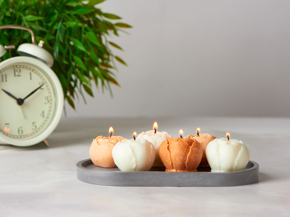 Набор свечей на подставке Пионы-10