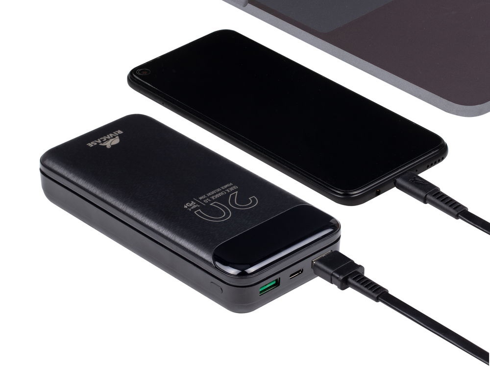 RIVACASE VA2582 (20 000mAh), QC/PD 22.5W внешний аккумулятор с дисплеем, черный /24-13
