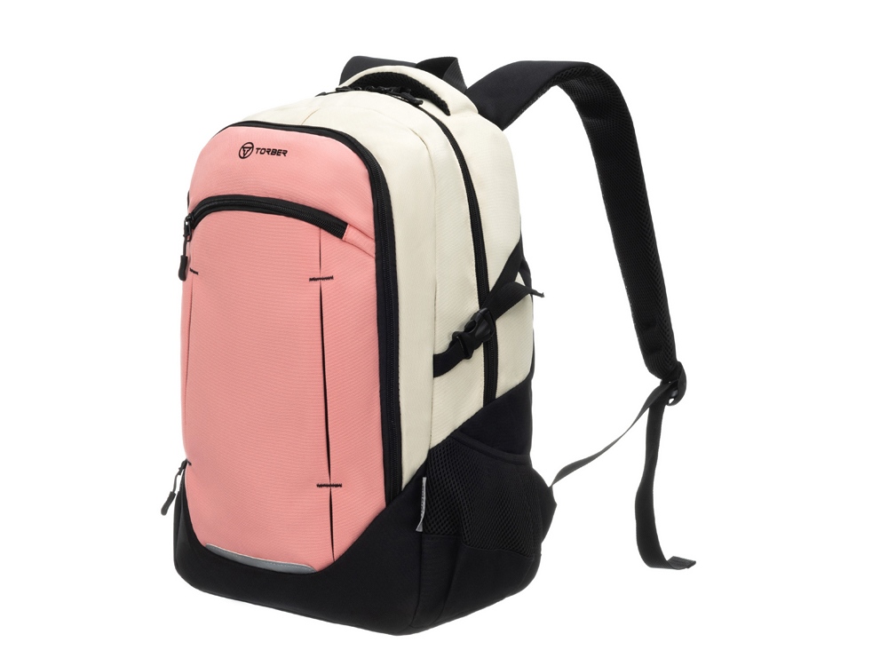 Рюкзак TORBER CLASS X, персиковый, 46 x 32 x 18 см + Мешок для сменной обуви в подарок!-1