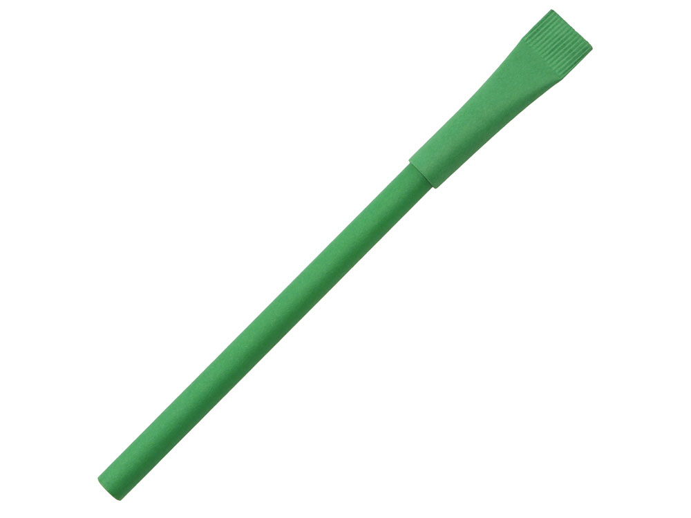 Ручка картонная с колпачком Recycled, зеленый классик-0