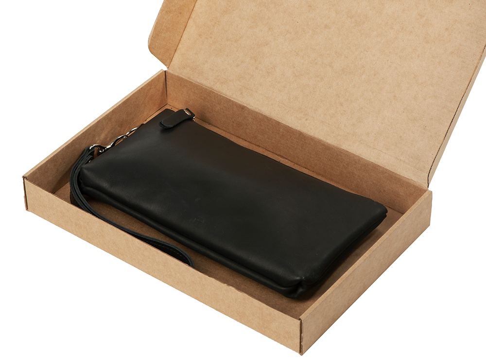 Барсетка кожаная, черный-8