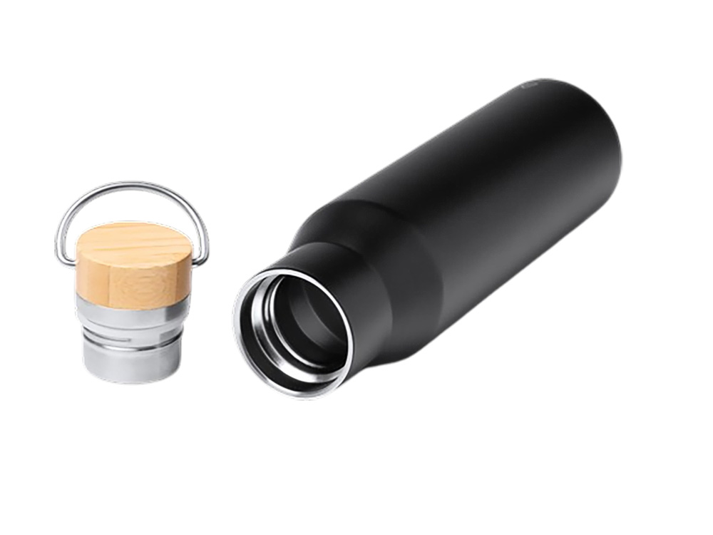 Термобутылка Мэйер из нержавеющей стали, с бамбуковой крышкой, серебристый-3