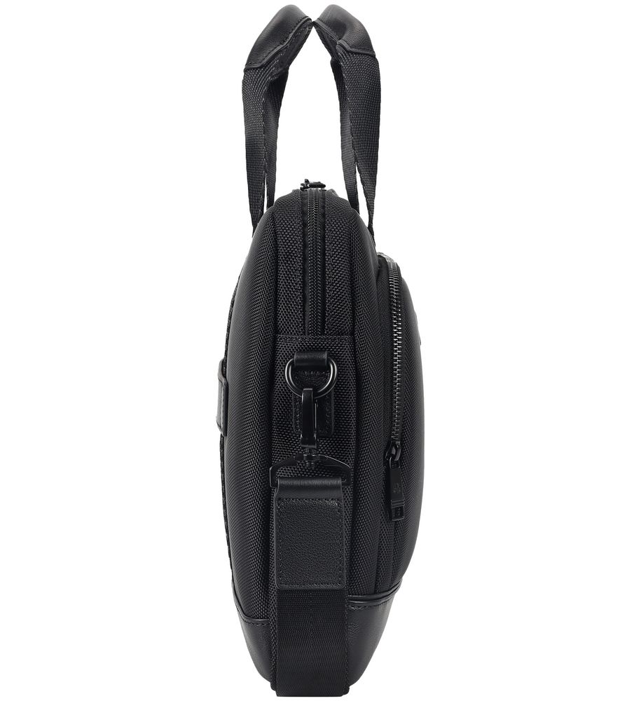 Сумка для ноутбука Santiago с кожаной отделкой, черная-3