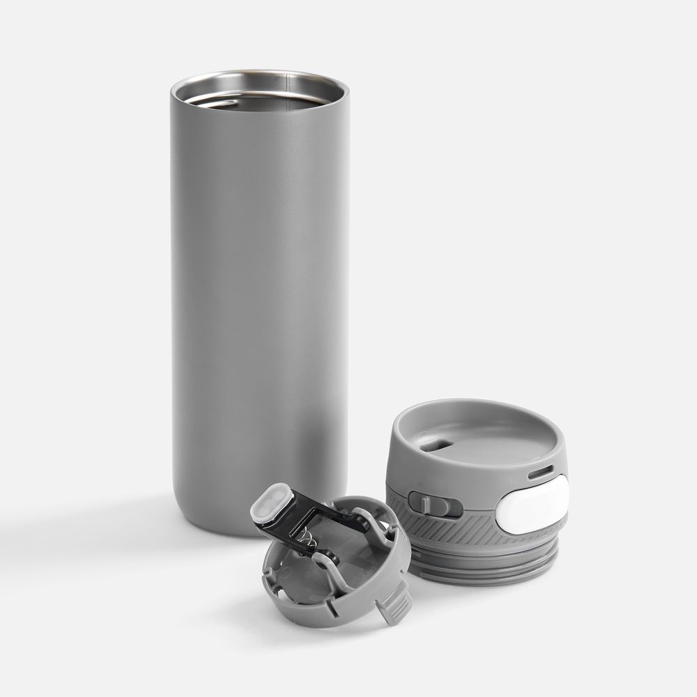 Термостакан X1 с цветной кнопкой, серый с белым-1