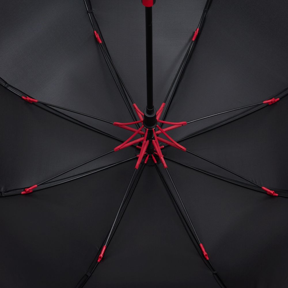 Зонт-трость Hidecolor с цветными спицами, черный с красным-3