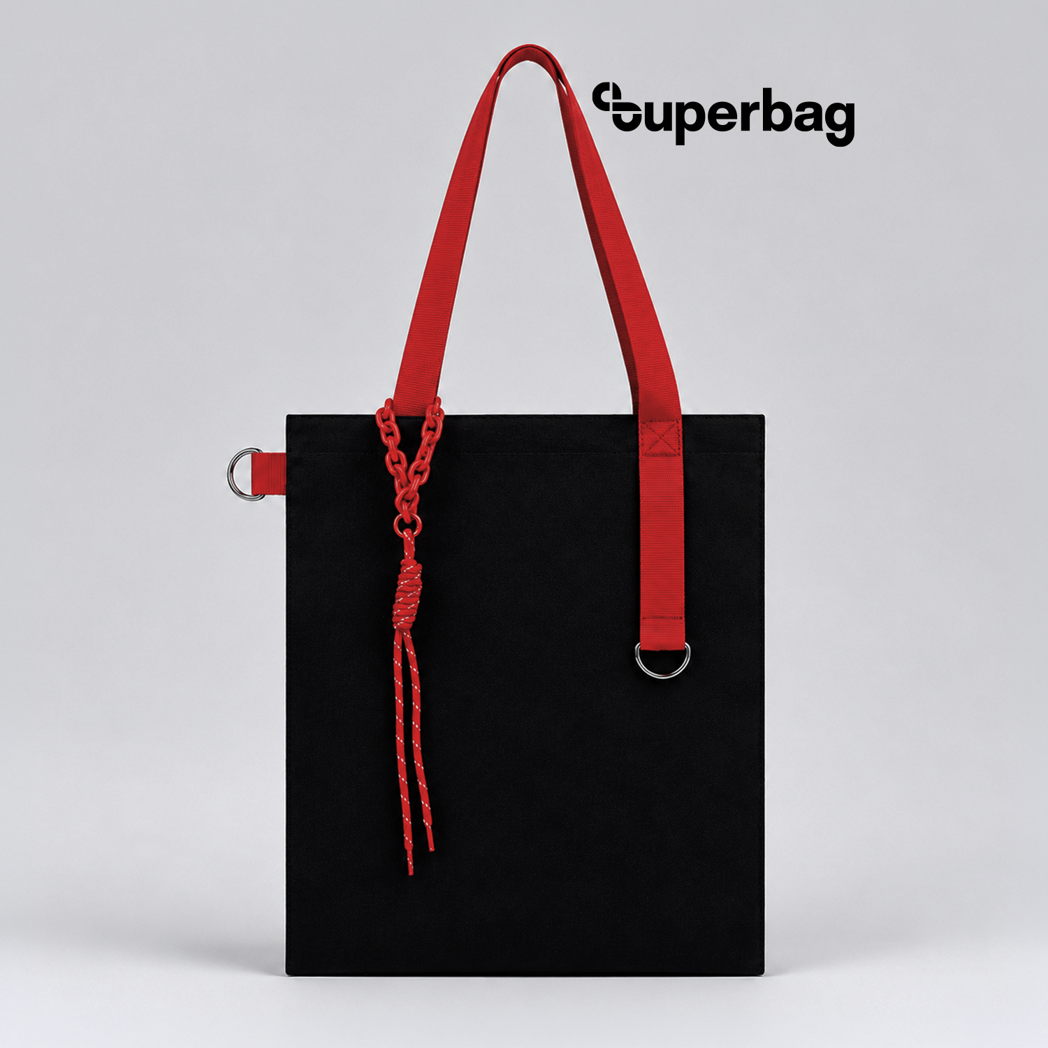 Набор Superbag Red accent: шоппер с обвесом (чёрный с красным)-0