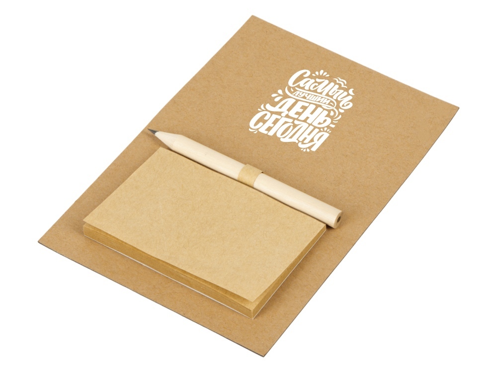 Магнит с блокнотом и карандашом для заметок Magny, натуральный-0