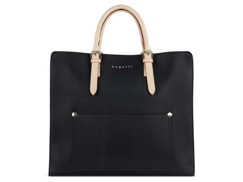 Сумка-шоппер BUGATTI Ella, черная , полиуретан, 37х12х31 см-1