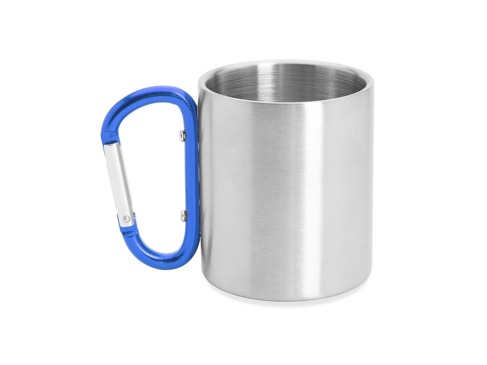 Кружка GUAYA с ручкой карабином, 230 мл, серебристый/королевский синий-3