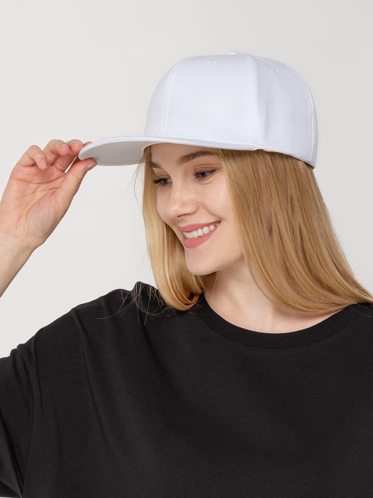 Бейсболка Snapback с прямым козырьком, белая-3
