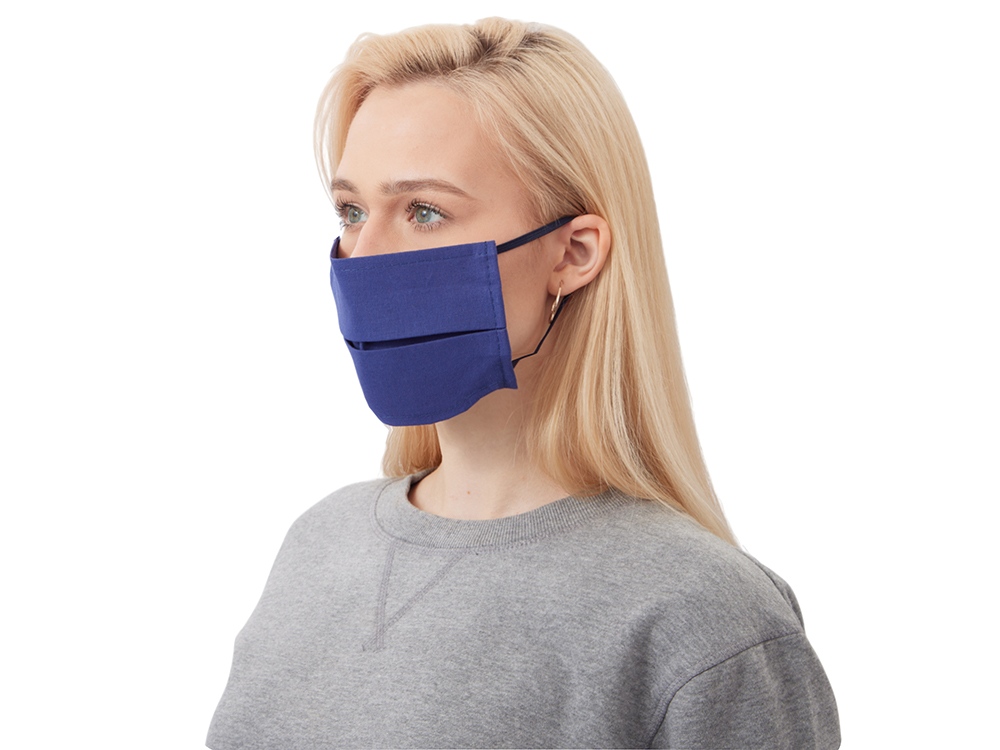 Маска для лица многоразовая из хлопка, синий-2