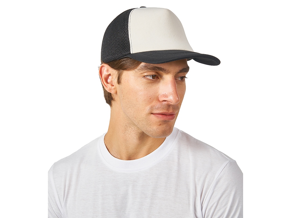 Бейсболка с сеткой Newport, белый/черный-1