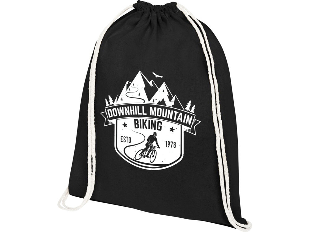 Рюкзак со шнурком Tenes из хлопка плотностью 140 г/м2, черный-2